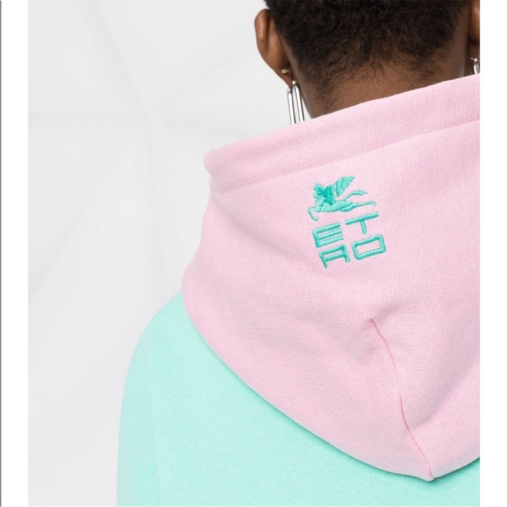Authentic ETRO colour-block embroidered logo hoodie - Picture 3 of 16